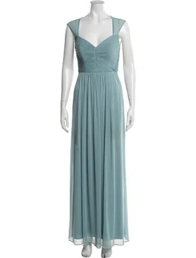 Pre-owned Alfred Sung V-neck Long Dress In Blue