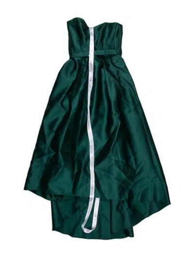 Pre-owned Alfred Sung V-neck Long Dress In Green
