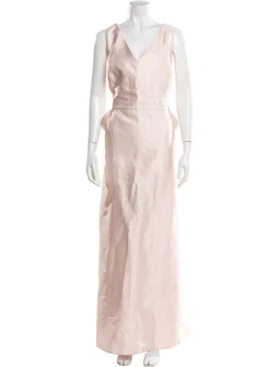 Pre-owned Alfred Sung V-neck Long Dress In Pink