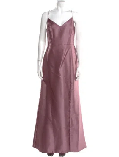Pre-owned Alfred Sung V-neck Long Dress In Pink