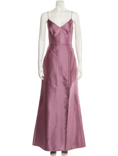 Pre-owned Alfred Sung V-neck Long Dress In Purple