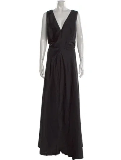 Pre-owned Alfred Sung V-neck Long Dress W/ Tags In Black