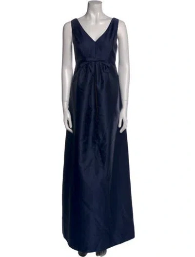 Pre-owned Alfred Sung V-neck Long Dress W/ Tags In Blue