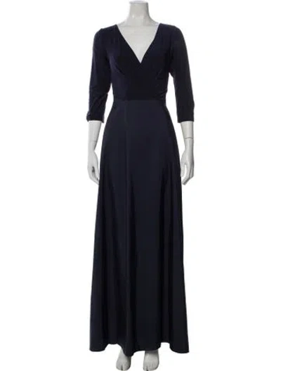 Pre-owned Alfred Sung V-neck Long Dress W/ Tags In Blue