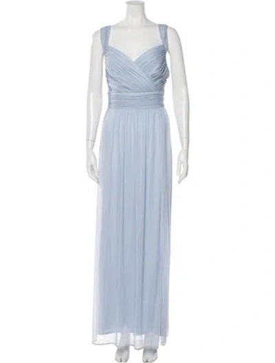 Pre-owned Alfred Sung V-neck Midi Length Dress In Blue