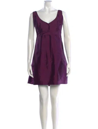 Pre-owned Alfred Sung V-neck Mini Dress In Purple