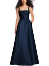 ALFRED SUNG WOMENS BONED BODICE SQUARE NECK EVENING DRESS