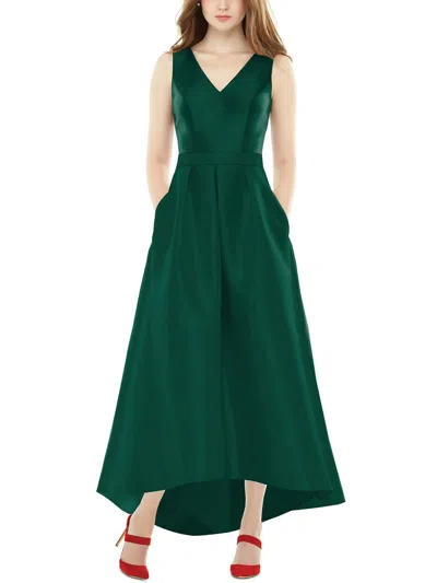Alfred Sung Womens Pleated Long Evening Dress In Green