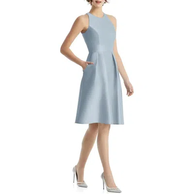 Alfred Sung Womens Satin A-line Cocktail And Party Dress In Blue