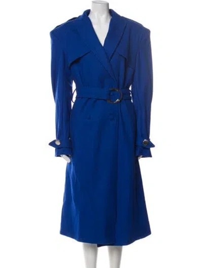 Pre-owned Alfredo Martinez Linen Trench Coat In Blue