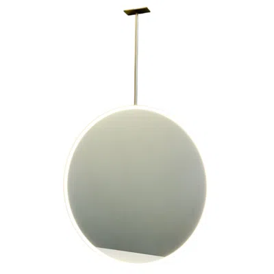 Pre-owned Alguacil & Perkoff Ltd. In Stock Illuminated Ceiling Suspended Orbis Round Mirror Brass Frame In Gray