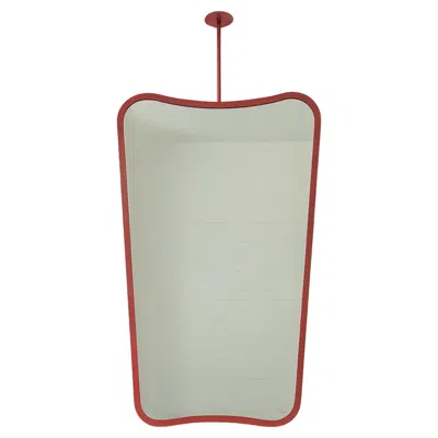 Pre-owned Alguacil & Perkoff Ltd. Mid-century Inspired Ceiling Suspended Mirror With Modern Red Frame, Vintage N.2