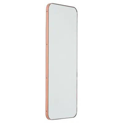 Pre-owned Alguacil & Perkoff Ltd. Quadris Rectangular Minimalist Mirror With A Copper Frame, Small In Gray