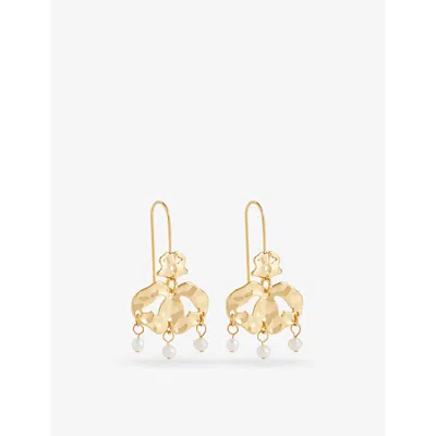 Alhaja Cult Store Womens Gold Santa Catalina 18ct Yellow Gold-plated Brass And Pearl Drop Earrings