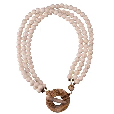Ali & Bird Jewelry White And Wood Necklace In Multi
