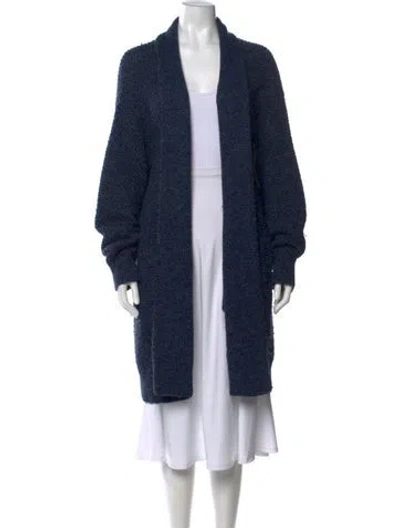 Pre-owned Ali Golden Alpaca Open Front Sweater In Blue