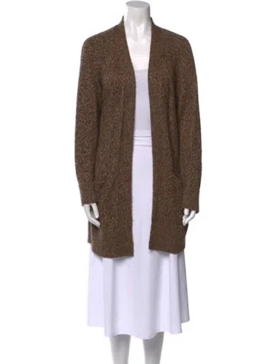 Pre-owned Ali Golden Alpaca Open Front Sweater In Brown