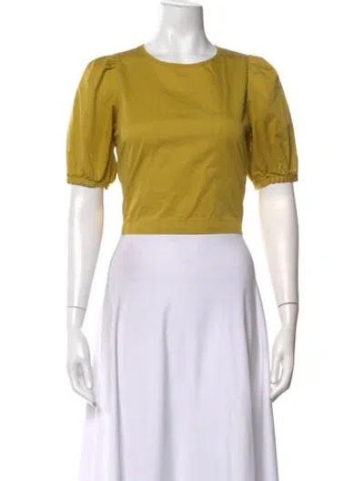 Pre-owned Ali Golden Crew Neck Short Sleeve Crop Top In Yellow