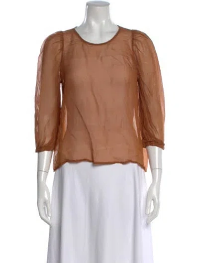 Pre-owned Ali Golden Crew Neck Three-quarter Sleeve Blouse In Neutral
