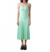 Ali Golden Fitted Tank Dress With Pleated Skirt In Sea Foam Green In Green