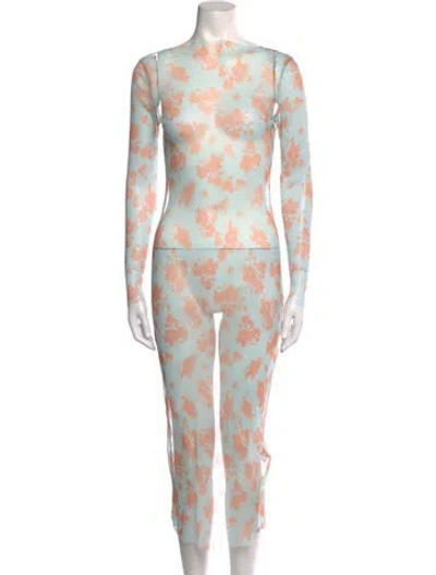 Pre-owned Ali Golden Floral Print Long Dress In Multi