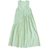 ALI GOLDEN LACE V NECK DRESS W/ GATHERS IN GREEN