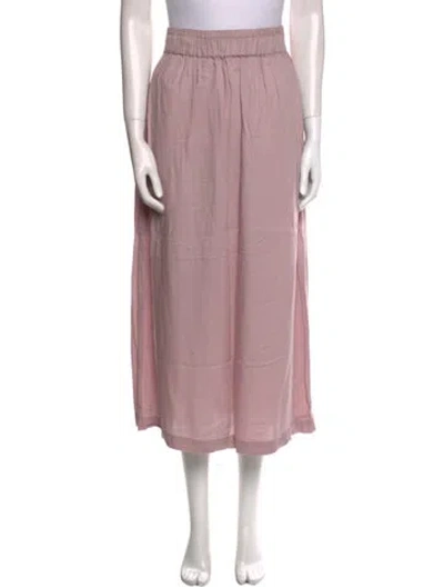 Pre-owned Ali Golden Linen Midi Length Skirt In Pink