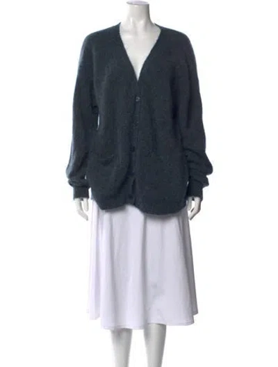 Pre-owned Ali Golden Mohair V-neck Sweater In Blue