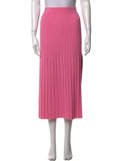 Pre-owned Ali Golden Pleated Accents Midi Length Skirt In Pink