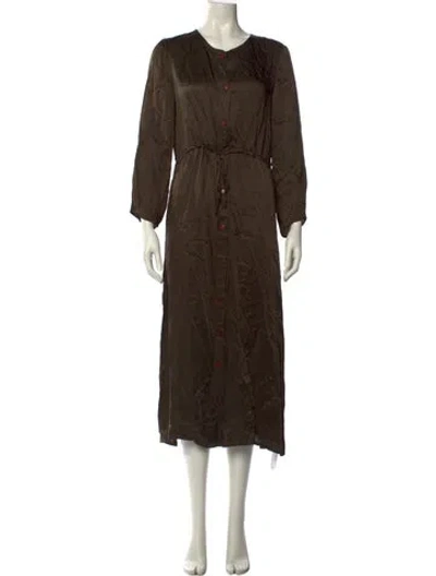 Pre-owned Ali Golden Scoop Neck Long Dress In Green