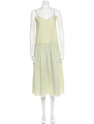Pre-owned Ali Golden Scoop Neck Midi Length Dress In Green