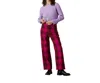 Ali Golden Silk Fly Front Pant In Rust/pink In Multi