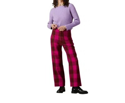 Ali Golden Silk Fly Front Pant In Rust/pink In Multi