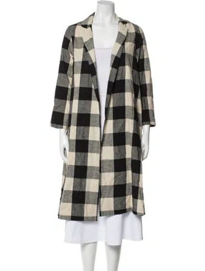 Pre-owned Ali Golden Silk Plaid Print Trench Coat In Neutral