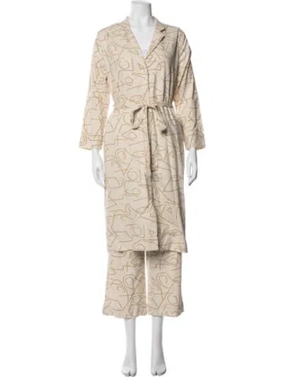 Pre-owned Ali Golden Silk Printed Pantsuit In Neutrals