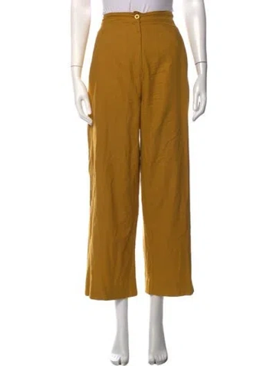 Pre-owned Ali Golden Silk Straight Leg Pants In Yellow