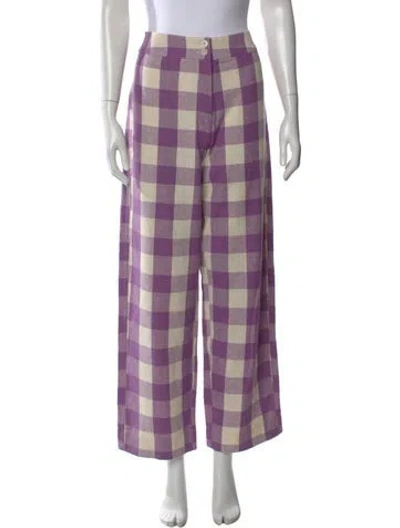 Pre-owned Ali Golden Silk Wide Leg Pants In Purple