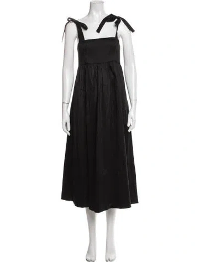 Pre-owned Ali Golden Square Neckline Midi Length Dress In Black