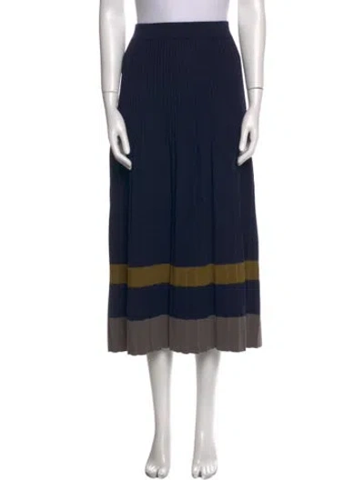Pre-owned Ali Golden Striped Midi Length Skirt In Blue