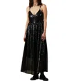 Ali Golden Tie Back Maxi Dress In Black Sequins In Multi