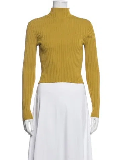 Pre-owned Ali Golden Turtleneck Long Sleeve Top In Yellow