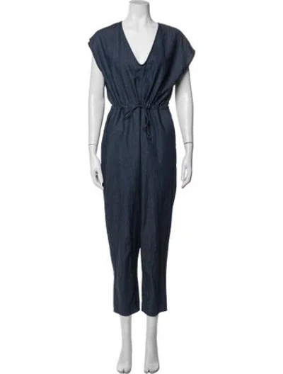 Pre-owned Ali Golden V-neck Jumpsuit In Blue