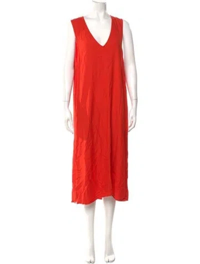 Pre-owned Ali Golden V-neck Long Dress In Orange