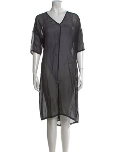 Pre-owned Ali Golden V-neck Midi Length Dress In Black