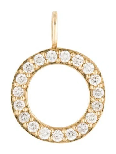 Pre-owned Ali Grace 14k Diamond Circle Pendant, 1" In Multi