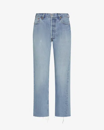 Ali Grace Aligrace Relaxed Raw Jean In Blue