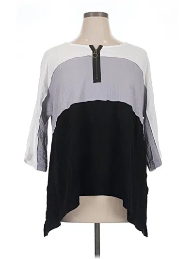 Pre-owned Ali Miles 3/4 Sleeve Blouse In Gray