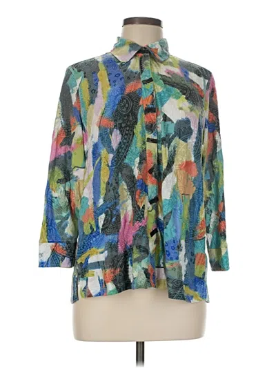 Pre-owned Ali Miles 3/4 Sleeve Blouse In Green