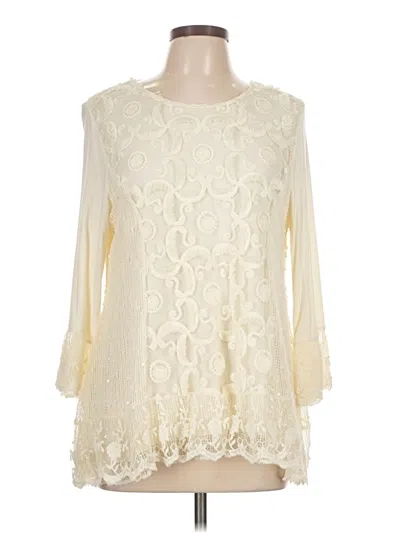 Pre-owned Ali Miles 3/4 Sleeve Blouse In Ivory