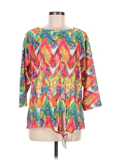 Pre-owned Ali Miles 3/4 Sleeve Blouse In Orange